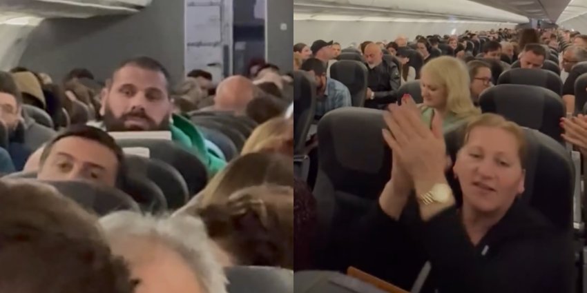 VIDEO: “კეთილი იყოს სამშობლოში დაბრუნება” - როგორ შეეგებნენ ლევან საგინაშვილს თვითმფრინავში