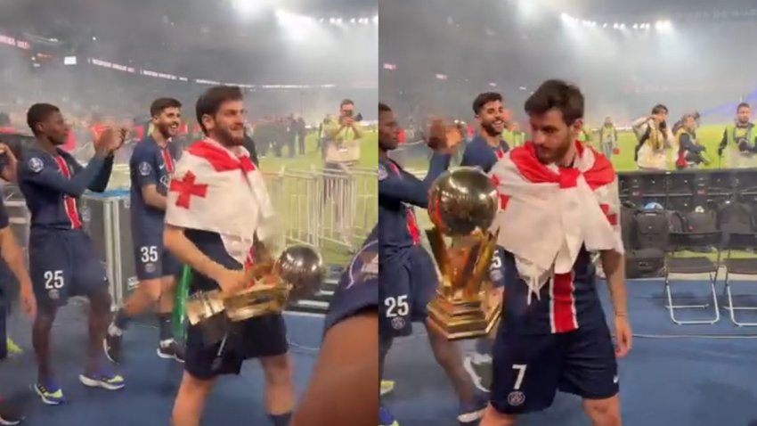 VIDEO: საქართველოს დროშით თასი აღმართა! - კვარაცხელიამ კუთვნილი ჯილდო ჩაიბარა