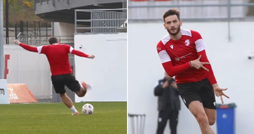 VIDEO: მამარდაც კი უძლური დატოვა - კვარას გოლი და საფირმო აღნიშვნა ნაკრების ვარჯიშზე