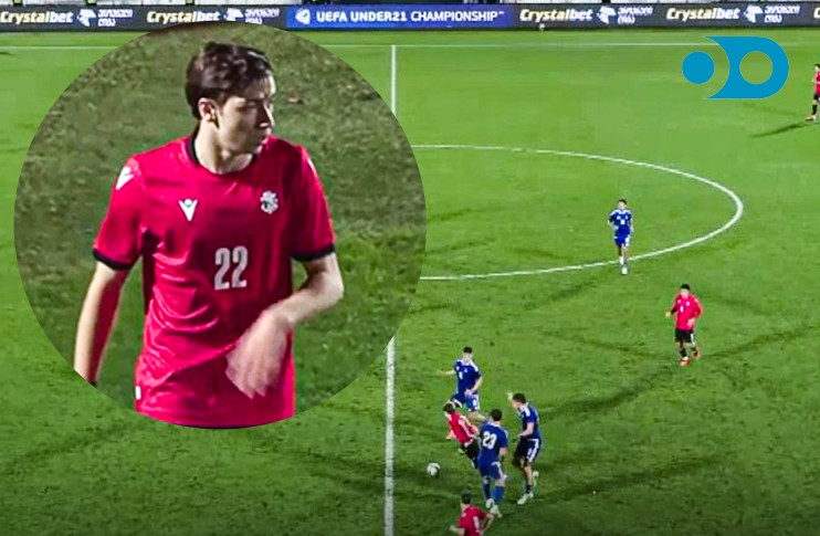 VIDEO: 3 კაცში გაძვრა - თორნიკე კვარაცხელიას ეფექტური მომენტი საქართველოს U21 ნაკრებში